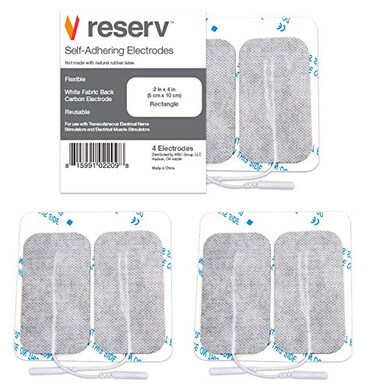 reserv 2 x 4 Rectangle Premium ReUsable Self Adhesive Electrode Pads for TENSEMS Unit Fabric Backed Pads with Premium Gel Latex Free4 Electrodes