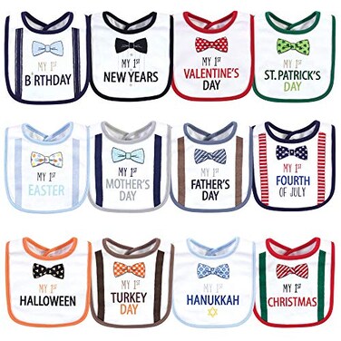Little Treasure Unisex Baby Cotton Bibs Holiday Bow Ties One Size