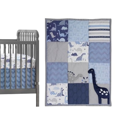 Bedtime Originals Roar Dinosaur 3 Piece Crib Bedding Set BlueGray 44x1x35 Inch