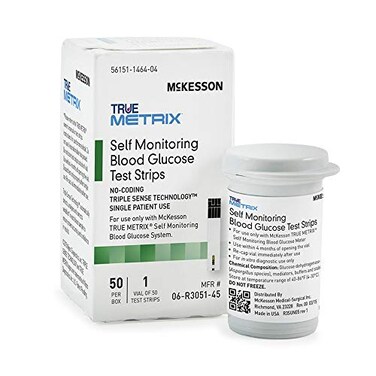 McKesson True METRIX Blood Glucose Test Strips for Diabetes 1200 Strips SelfMonitoring System