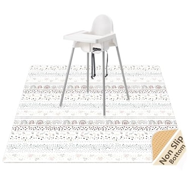 WOMUMON Splat Mat for Under High ChairArtsCrafts Washable Spill Mat Waterproof AntiSlip Floor Protector Splash Mat Messy Mat and Table Cloth