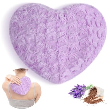 Atsuwell Microwavable Heating Pad Warm Compress Moist Heating Pack Scented Lavender Throw Pillow and Flaxseed Fluffy Microwave Heat Pad for Joints Neck Back Muscle Purple