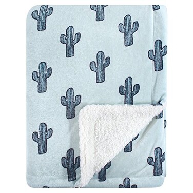Yoga Sprout Mink Blanket with Sherpa Backing Cactus