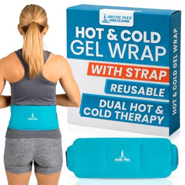 كمادة جل باردة ساخنة قابلة لإعادة الاستخدام من Arctic Flex مع حزام، علاجية لآلام الإصابات والكتف والركبة والظهر والمرفق والقدم، كمادة باردة مرنة قابلة لللف.