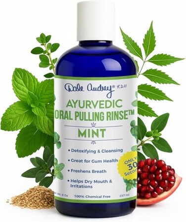 Dale Audrey Ayurvedic Oil Pulling for Teeth and Gums Made in USA Flavored Organic Pulling Oil for Oral Care Fresh Breath 8 Fl Oz Pack of 1 Mint