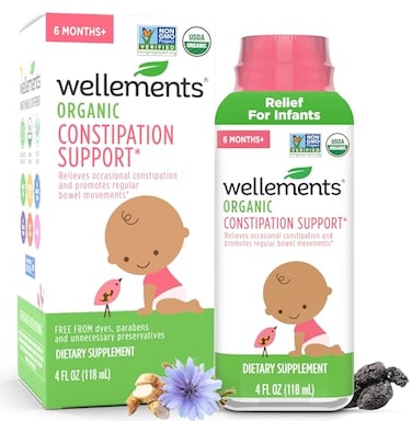 Wellements Organic Constipation Support Safe and Gentle Organic Constipation Relief for Infants Babies and Toddlers No Harsh Laxatives USDA 4 Fl Oz 6 Months