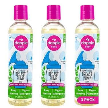 Dapple Breast Pump Soap Fragrance Free Plant Powered Hypoallergenic Easy Rinse Formula Removes Milk Residue 8 fl oz 3 Count