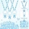 Roowest 74 Pieces Baby Shower Pacifiers 24 Necklace Acrylic Plastic Pacifiers Baby Shower Game 50 Mini Plastic Charm Bulk for Party Decorations Games Table ScatterBlue