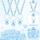 Roowest 74 Pieces Baby Shower Pacifiers 24 Necklace Acrylic Plastic Pacifiers Baby Shower Game 50 Mini Plastic Charm Bulk for Party Decorations Games Table ScatterBlue