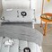 Flysheep 4 Piece Gray Grey Toddler Bedding Set with Multi Animals Printed for Baby Boys Includes Quilted Comforter Flat Sheet Fitted Sheet Pillow Case Soft Comfortable Microfiber