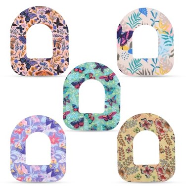 XIHIRCD 25pcs Adhesive Patches for Omnipod Waterproof Sensor Covers Adhesive Tape Sweatproof PreCut Sensor Stickers Overpatch Compatible with Omnipod 5 Butterfly Print