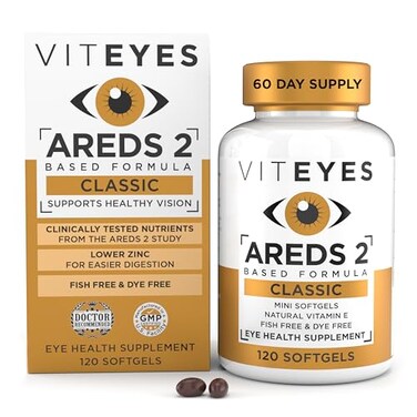 فيتامينات العين VITEYES AREDS، عبوتان هلاميتان، 120 كبسولة، جرعة يومية واحدة