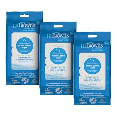 Dr. Brown's Dr Browns Bottle and Pacifier Healthy Wipes Safely Clean Bottles Baby Items and Feeding Essentials Hypoallergenic 40 count 3Pack Packaging May Vary