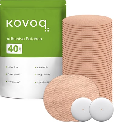 مجموعة KOVOQ من 40 غطاءً لمستشعر Libre 2 Plus Lingo، لصقات مقاومة للماء لمستشعر Kovoq Freestyle Libre 2، غطاءان صلبان لحماية موثوقة من الصدمات والخدوش، لون بيج يسمح بمرور الهواء ومضاد للحساسية