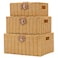 Homepeaz Wicker Storage Baskets with Lids Set of 3 Decorative Storage Boxes For Organizing Woven Baskets with Leather Lock and Handles Beige