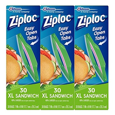Ziploc Sandwich XL Bags 30 CT Pack of 3 90 Total Bags