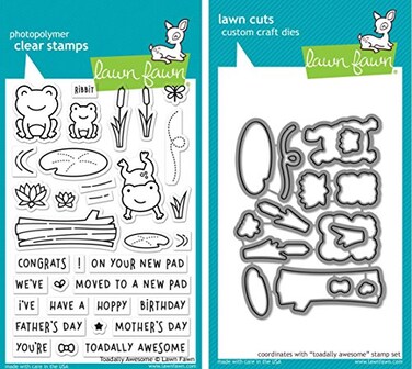 Lawn Fawn Clear Stamp and Coordinating Dies Toadally Awesome 2 Item Bundle LF1581 LF1582
