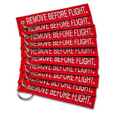 Apex Imports AIXEPA 10x Remove Before Flight RedWhite Key Chain 55 x 1 10 Pack
