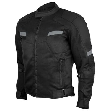 Vance Leather Viper Mens Black Reflective Mesh Motorcycle Jacket wCE Armor Thermal Removable Liner Black XLarge