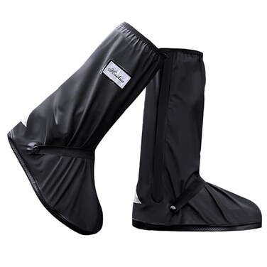 USHTH Black Waterproof Rain Boot Shoe Cover with Reflector 1 Pair Medium