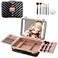 Mocado Travel Makeup Case with Lighted Mirror Makeup Box with 8 Makeup Brushes and 10x Magnifying MirrorCosmetic Case Adjustable Brightness Makeup Train Case with Makeup Brushes DividerBlack