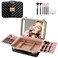 Mocado Travel Makeup Case with Lighted Mirror Makeup Box with 8 Makeup Brushes and 10x Magnifying MirrorCosmetic Case Adjustable Brightness Makeup Train Case with Makeup Brushes DividerBlack