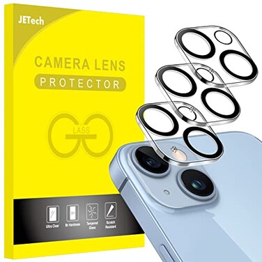 JETech Camera Lens Protector for iPhone 14 61Inch and iPhone 14 Plus 67Inch 9H Tempered Glass AntiScratch Case Friendly Does Not Affect Night Shots HD Clear 3Pack