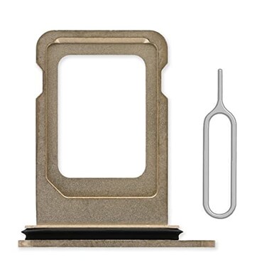 Perzework SIM Card Tray Holder Slot Replacement for iPhone 13 Pro and iPhone 13 Pro Max Gold with Waterproof Rubber Ring and Eject Pin Single Sim Version