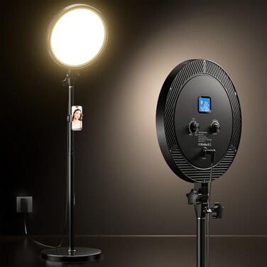 UBeesize Professional Ring Light with Stand Phone Holder Remote 6500K FullScreen LED Lighting for Makeup Photography Studio Barber and Live Streaming