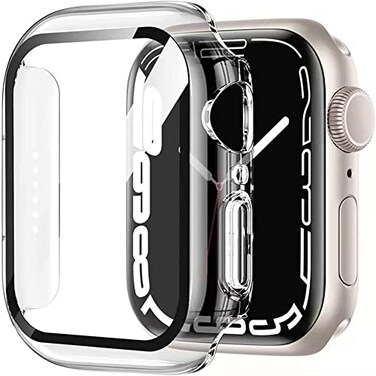 HANKN 2 Pack Hard Case for Apple Watch Series 7 8 9 41mm Tempered Glass Screen Protector Case Full Coverage Shockproof Iwatch Transparent Bumper Cover ClearClear 41mm