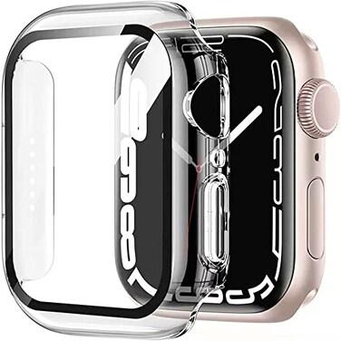 HANKN 2 Pack Hard Case for Apple Watch Series 6 5 4 SE 40mm Tempered Glass Screen Protector Case Full Coverage Ultrathin Shockproof Transparent Iwatch Bumper Cover 40mm Clear x2