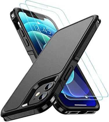 SPIDERCASE Designed for iPhone 12 CaseiPhone 12 Pro Case 10 FT Military Grade Drop Protection with 2 pcs Tempered Glass Screen Protector Protective Case for iPhone 1212 Pro Black
