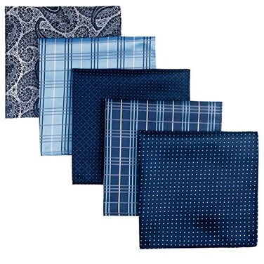Retreez 5 Piece Assorted Woven Microfiber Premium Pocket Square Gift Box Set Set 001
