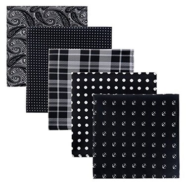 Retreez 5 Piece Assorted Woven Microfiber Premium Pocket Square Gift Box Set Set 009