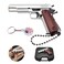 OPYLO Mini Gun Keychain Tiny Keychains Guns Shape Pendant Pistol Shape Key Chain Novelty Keychain Cool Keychains for MenWood grain Silver