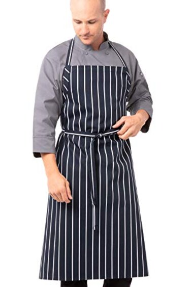 Chef Works Unisex English Chef Apron Navy W Chalk Stripe One Size