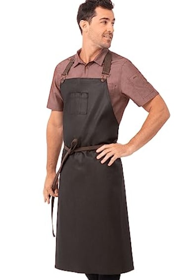 Chef Works Unisex Boulder Chefs Bib Apron Brown Black One Size
