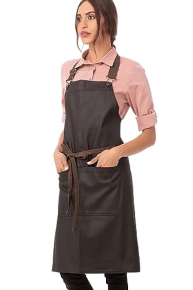 Chef Works Unisex Boulder Bib Apron Brown Black One Size