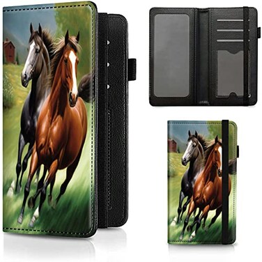 BEOTIWAD Checkbook Cover Running Horse Pattern Premium Leather Check Book Holder Wallet with RFID Blocking Function for Men and Women