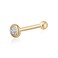 Massete 14k Gold Nose Ring with Simulated Diamond Stud Piercing Body Bezel Set Micro Yellow 95mm