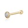 Massete 14k Gold Nose Ring with Simulated Diamond Stud Piercing Body Bezel Set Micro Yellow 95mm