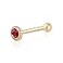 Massete 14k Gold Nose Ring with Simulated Ruby Stud Piercing Body Bezel Set Micro Yellow