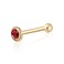 Massete 14k Gold Nose Ring with Simulated Ruby Stud Piercing Body Bezel Set Micro Yellow