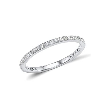 Santuzza 925 Sterling Silver Stackable Ring White Cubic Zirconia Engagement Wedding Band Stacking Ring for Women 85