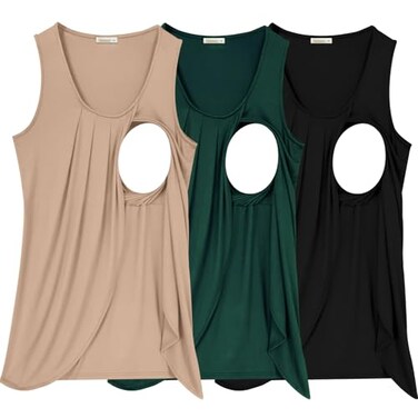 PARNIXS Summer Womens Maternity Nursing Tank Top Sleeveless Comfy Breastfeeding Clothes