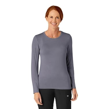 Wink Layers Scrubs for Women Long Sleeve Silky Tee Pewter L