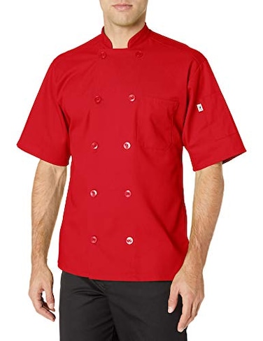 Uncommon Threads womens South Beach Chef Coat Short Slvs Shirt Red Medium US