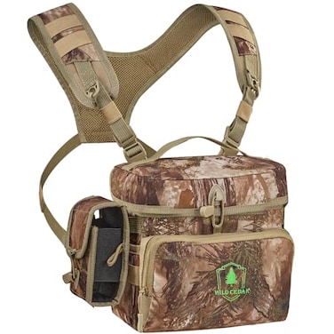 Wild Cedar Binocular Harness Chest Pack with Rangefinder Pouch Bino Harness with Rain Cover for Hunting