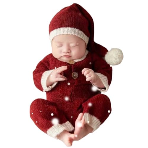 vomdrok Vomdrok Newborn Photography Props Outfits Christmas Hat Leggings