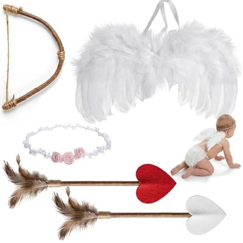 amorpresent Amorpresent Baby Angel Wings 5pcs Newborn Photoshoot Clothes
